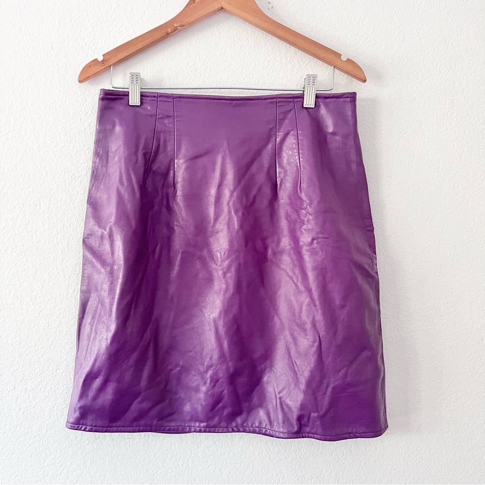 Vintage Lillie Rubin Purple Leather Mini Skirt Sz 8